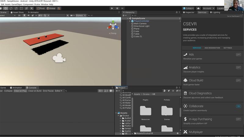 Screen shot of VR workshop during zoom class