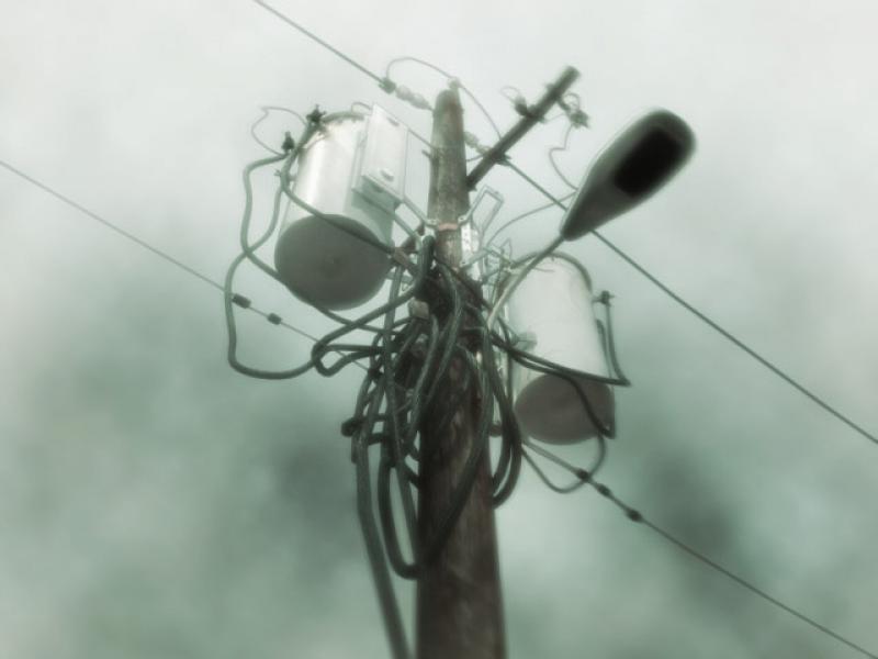 Wires around telephone poll