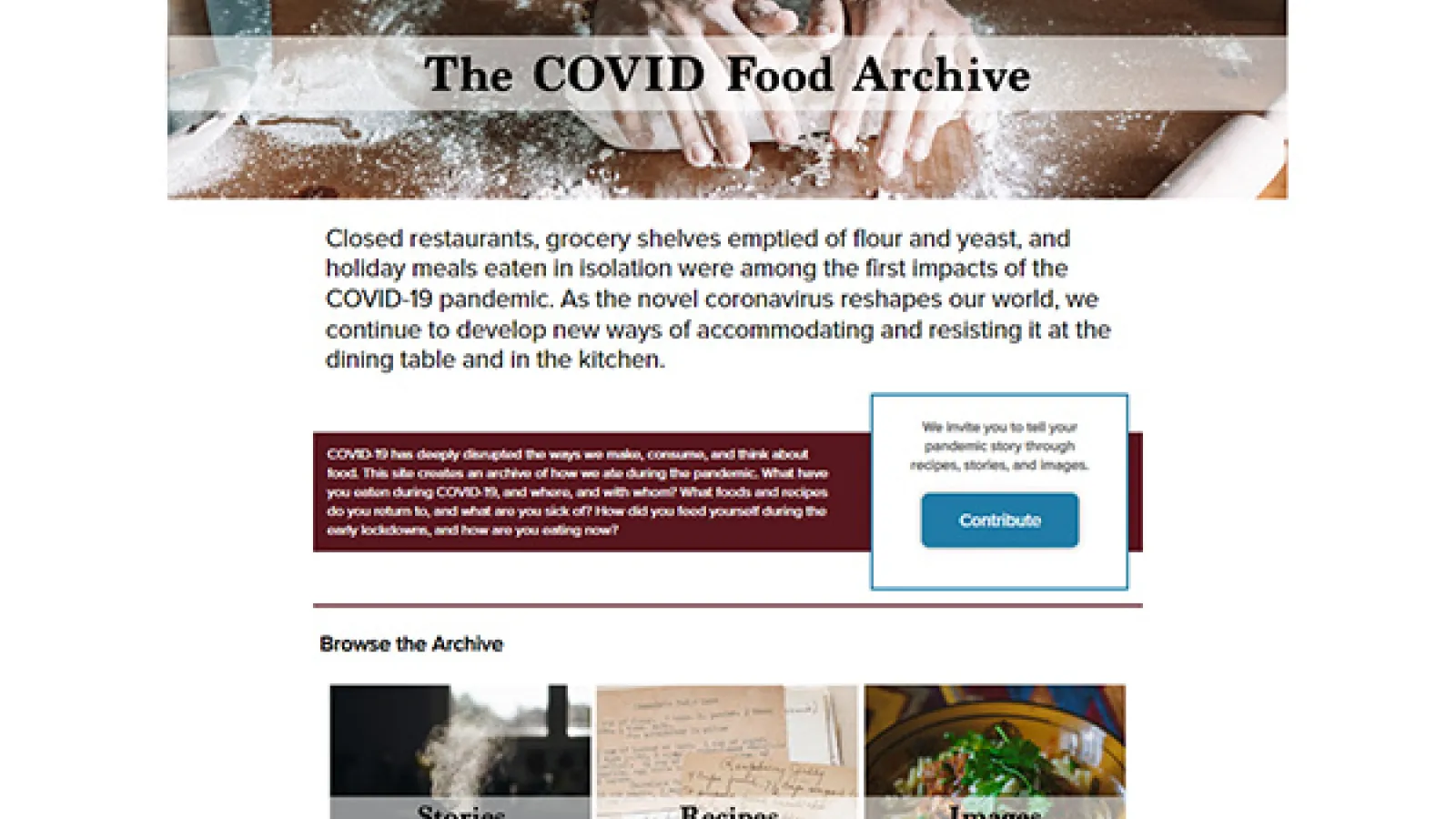 Covid Food Archive WebSite