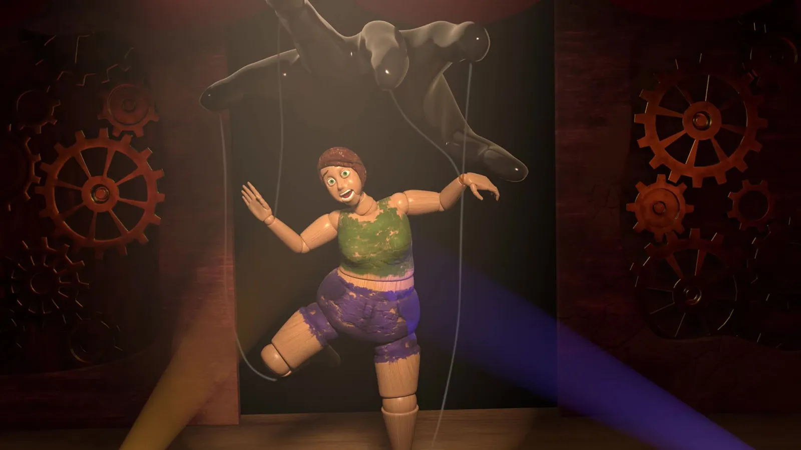 Marionette being controlled by a hand