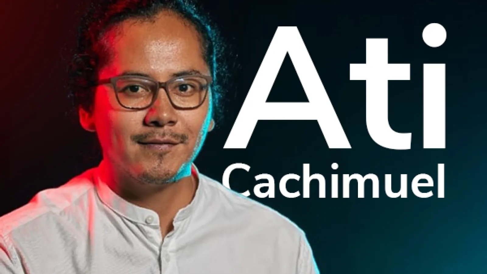 Cover image for Ati Cachimeul's web page, featuring a headshot of him alongside his name in large text.