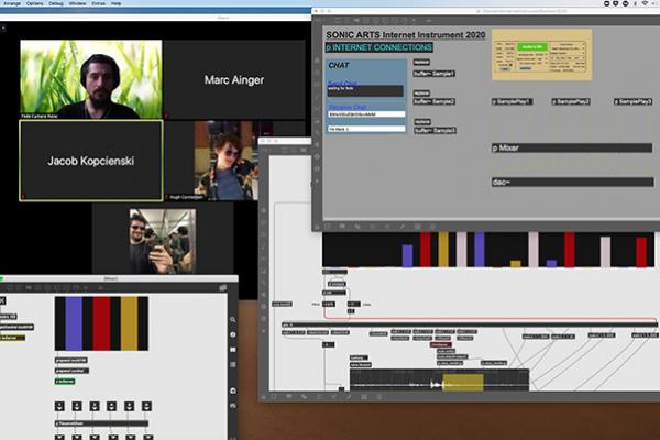 The Sonic Arts Ensemble performs in real time using an early iteration of lag-reduction software.