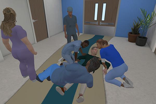 Virtual reality representation of a medical emergency