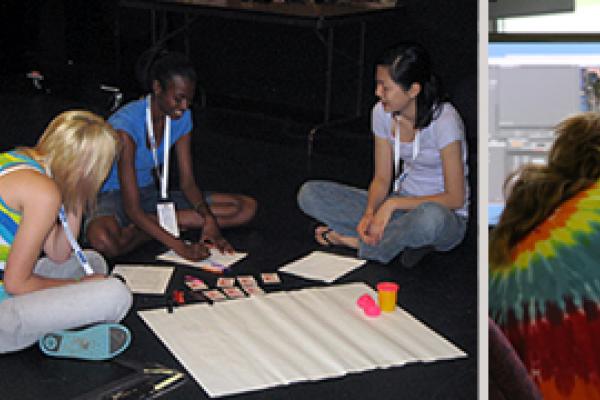Girls Camp Younger women working with animation technology