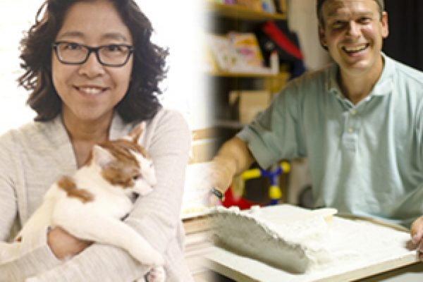 Scott and Kyoung Swearingen Woman and man, woman holding cat